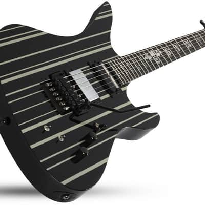 Schecter Synyster Gates Custom S Electric Guitar Gloss Black/Silver Pin Stripes image 1