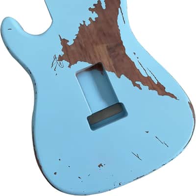 Electric Guitar Body Stratocaster Style Nitro Top Wood DIY Guitar Body S-S-S pickups Heavy Guitar Body Blue image 3