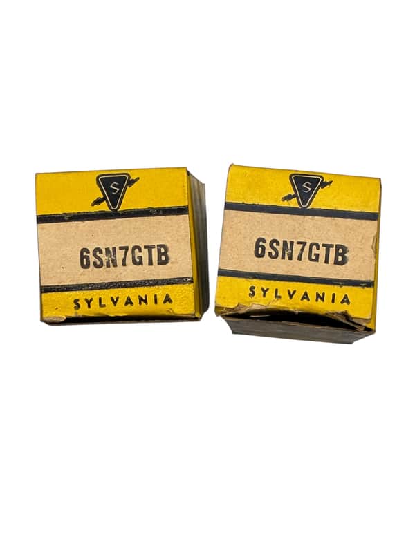 Sylvania Matched Pair Sylvania 6SN7GTB Chrome Top - 1956 Vintage NOS - USA 1956 - Black Plate image 1