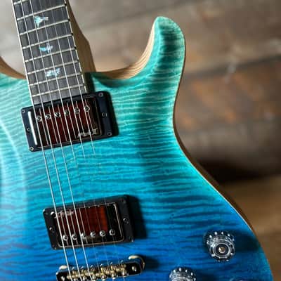 PRS Wood Library McCarty 594 Flamed Maple 10 Top, Swamp Ash Back, Flamed Maple Neck, Bound Ebony FB - Satin Blue Fade 418876 image 4