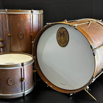 A&F Drum Co. Raw Copper Bop Drum Set (12/14/18) 2025 - Copper Patina image 4