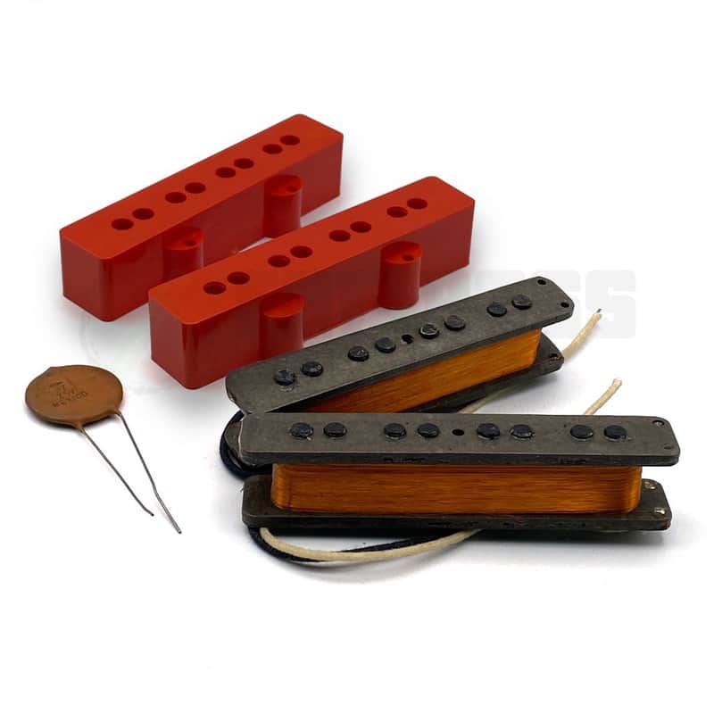 Kloppmann 4 String Jazz Bass® Pickup Set - JB 71 Set / Red Covers image 1