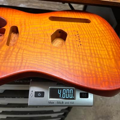 Warmtone CG Flamed Maple Telecaster Guitar Body "Amber Burst” 4.8lbs image 9