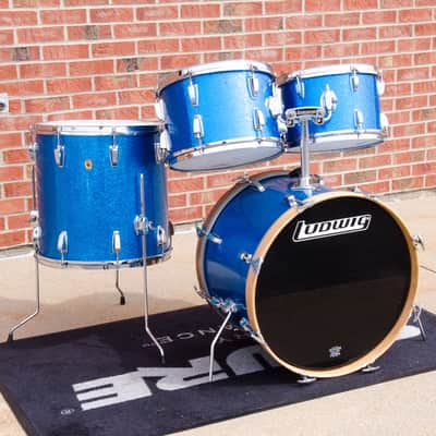 60's Ludwig Keystone Badge Blue Sparkle Kit - 20" 12,13,16" image 1
