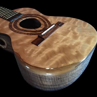 Solid Flame Curly Maple Top on Bastogne Walnut Tenor Ukulele - SCJ Jazz Hat #121 2025 - French Polish Gloss image 5