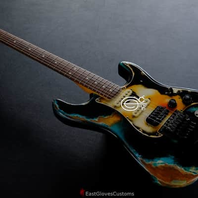Fender Fender Stratocaster Floyd Rose HSS Black/Blue Inspired by Joe Strummer Aged Heavy Relic Black image 1
