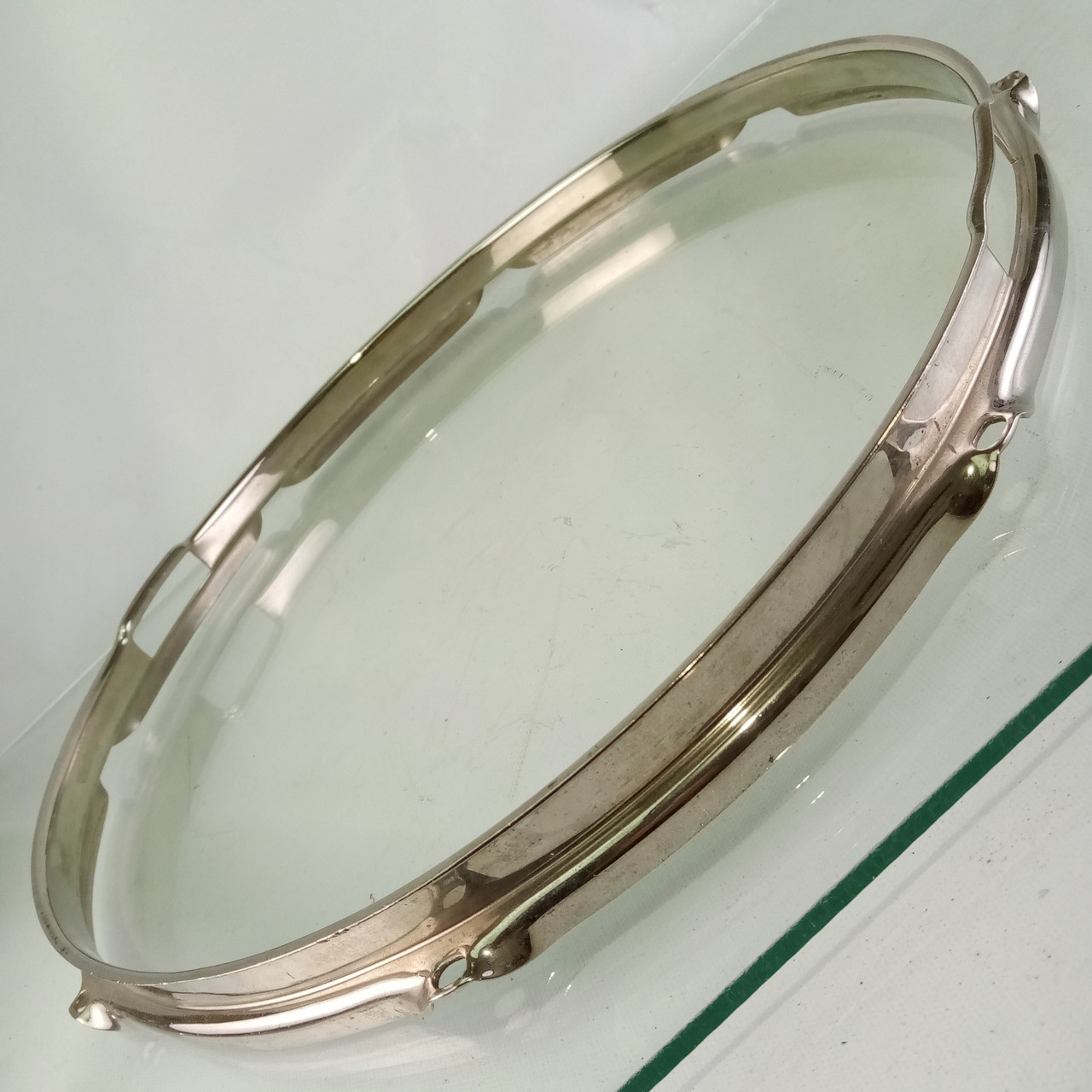 Ludwig 15"NOB BRASS Triple-Flange Snare Drum Resonant Rim/Hoop 8Lug Nickel WFL — main photograph