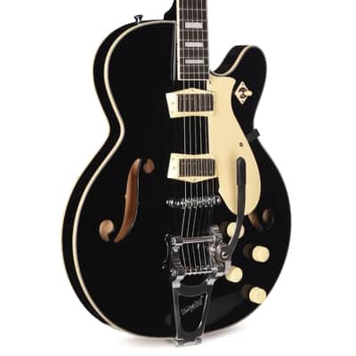 Silvertone 1446 VBK Single Cut Semi-Hollow Electric Guitar w/ Bigsby Vibrato Gloss Black Pre-Order image 1