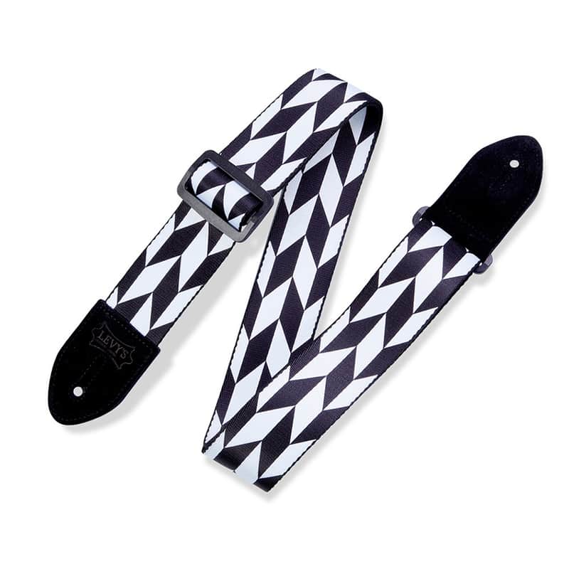 Levys 2" Print Guitar Strap on Polyester w/ Suede Leather Ends Plastic Slide image 1