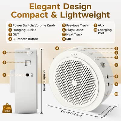 Wireless Voice Amplifier with Lavalier Mic, 20H Battery 164ft Range Sensitive Pickup Noise Reduction PA System Bluetooth Portable Magnetic Charging Dock, Amplifier for Teacher Yoga Tour, White image 2