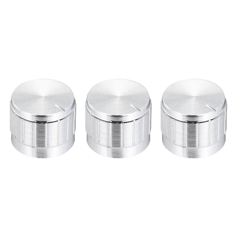 3pcs Potentiometer Knob Knurled Shaft Silver Aluminum 6mm Shaft Dia. Rotary Knob 21mmx17mm Guitar Volume Control Knob image 1