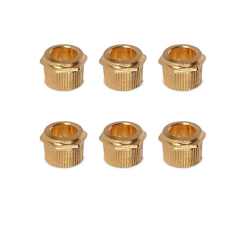 StewMac 3/8" Conversion Tuner Bushing, Hex, gold, set of 6 image 1