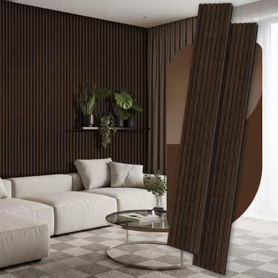2 Pack Wood Panels for Wall, 106.3" × 11" Wood Slat Acoustic Panels for Wall, Soundproof Panels, 3D Fluted Panels for Interior Wall Decor (Dark Walnut) image 1