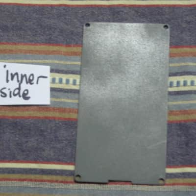 used Boss bottom plate (NO: rubber padding,label,serial number) for compact sized pedal - specifically from mid 1980s - metal, OUTER side: semi-gloss gray fiish / INNER side: flat gray finish -- back end has factory made small cut out for power jack image 17