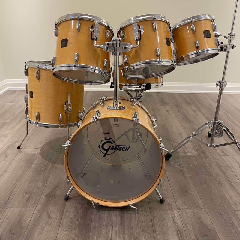 Vintage Gretsch USA Custom Square Badge Drum Kit – Natural Maple - 1980's image 1