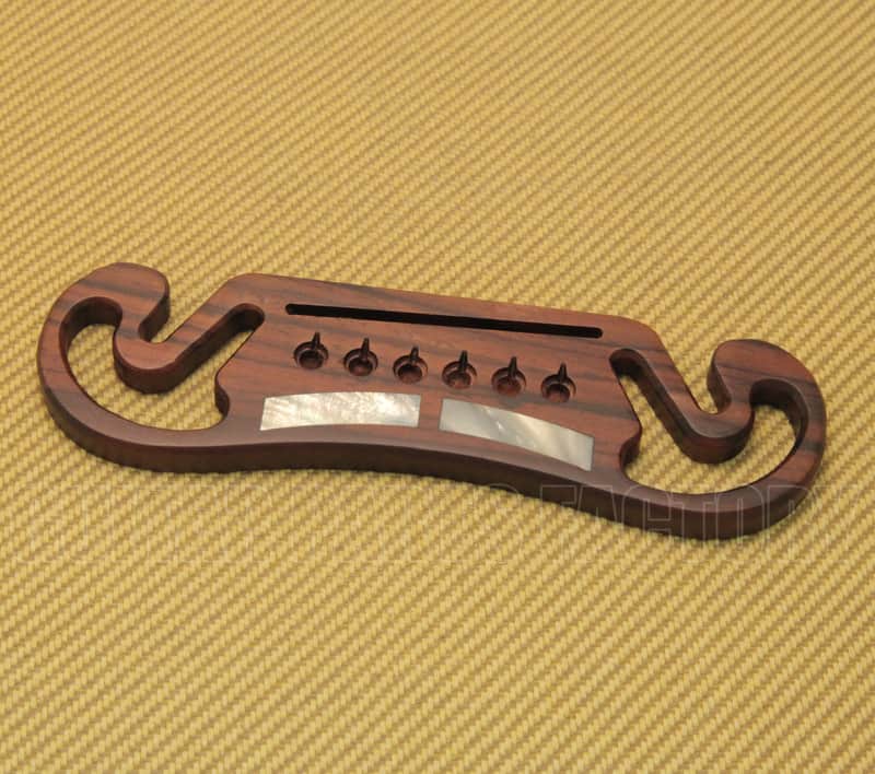 GB-2867-0RF Acoustic Moustache Guitar Bridge w/ Mother of Pearl Inlay Bars image 1