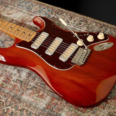 Ronin Morningstar 2019 - Honey Burst w/ highly figured “Flame Maple” neck + Raw Aluminum FB Mini’s image 3