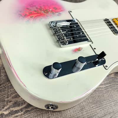 MyDream Partcaster Custom Built - Aged White over Pink Paisley Asyllum image 7