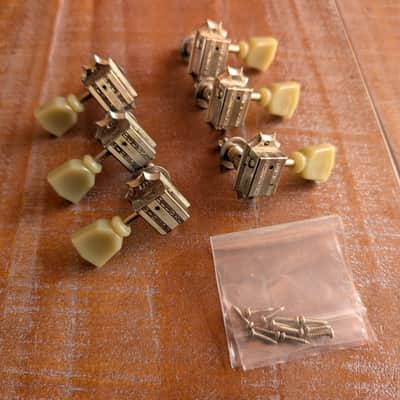 2001 Gibson Deluxe Tulip Vintage Style Tuning Pegs Set 3+3 CLEAN image 1