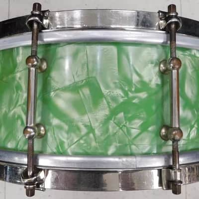 Vintage 1927 Liberty 5x14 Solid Walnut Shell Snare Drum Sea Green Pearl - RARE! image 6