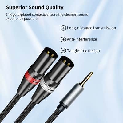 Immagine 3.5mm TRS Stereo to Dual XLR Male Y-Splitter Audio Cable – Low Noise - 6