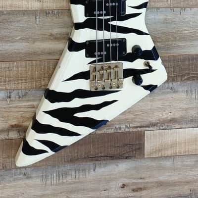 MIJ Aria Pro II ZZB Deluxe WBZ 1980's White zebra rocker bass guitar image 1