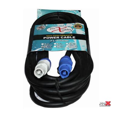 Pro X 25 Ft.14 AWG High Performance Link Grey Male to Blue Male for powerCON image 1