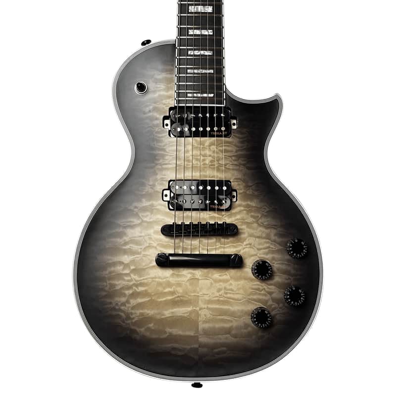 10S GF Modern 7 String Quilted Maple Single Cut Electric Guitar Open Core Black Burst Matte image 1