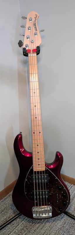 Ernie Ball Music Man StingRay 5 HH with Maple Fretboard 1999 - 2018 - Candy Apple Red image 1