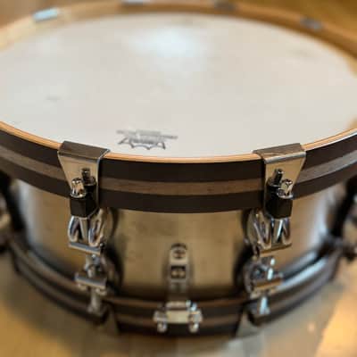 Ayotte-Keplinger 5.5x14 Stainless Steel Snare Drum with Wood Hoops image 2