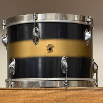 1940's WFL Black & Gold Duco 14x26 16x16 9x13  Drum Kit Zephyr Lug image 17