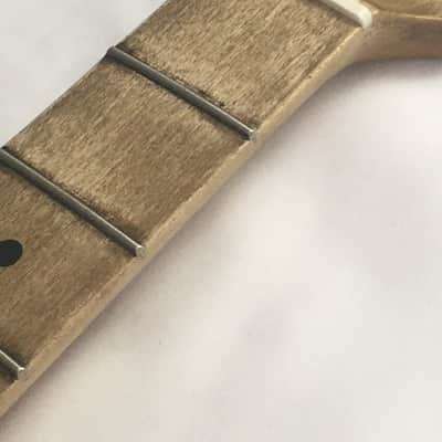 Lefty Reverse Musikraft Telecaster Aged Heavy Relic Tele Guitar Neck Amber Bone Nut Maple Made in USA Custom image 6