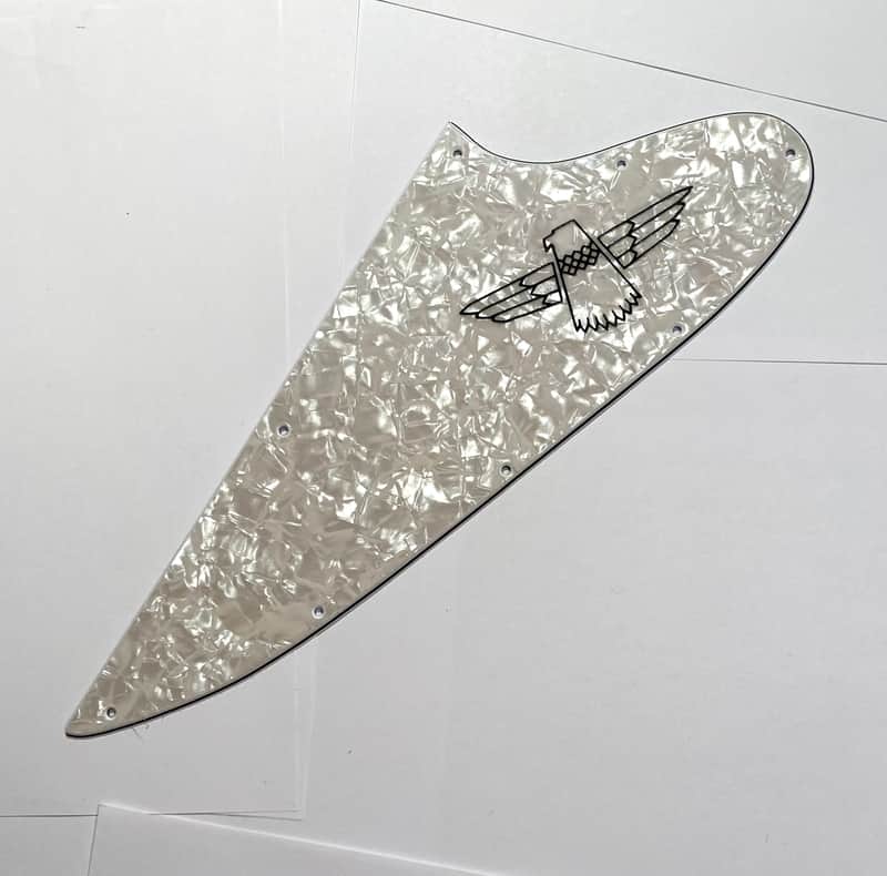 White Pearl 4 Ply Pickguard for Gibson Thunderbird Bass 1963-1966 w/ Decal Made IN USA image 1