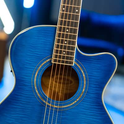 Washburn EA15TBL Festival Series Mini Jumbo Cutaway Flame Maple Top Mahogany Neck 6-String Acoustic-Electric Guitar image 10