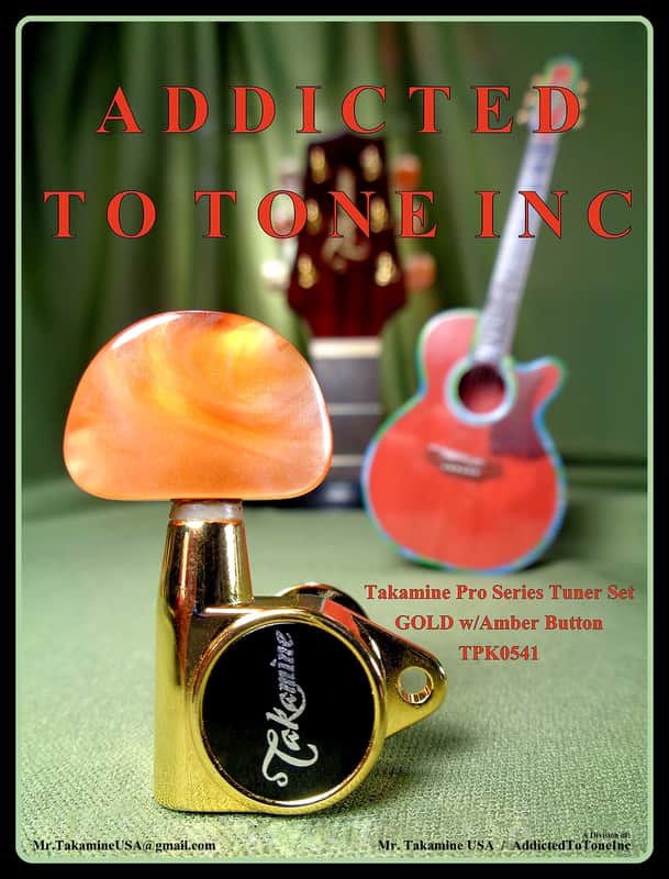 Takamine Pro Series Tuner / Set of 6 / Gold w/Amber Button / OEM Part - TPK0541 image 1