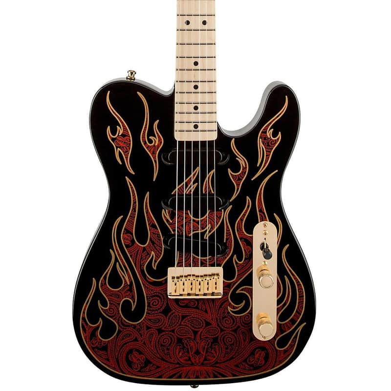 Fender Artist Series James Burton Telecaster Electric Guitar Regular Red Paisley Flames image 1
