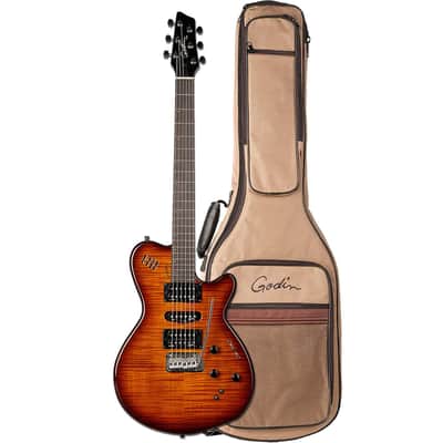 Godin (028672) xtSA Light Burst Flame Electric Guitar with Gig Bag (Open Box) image 1