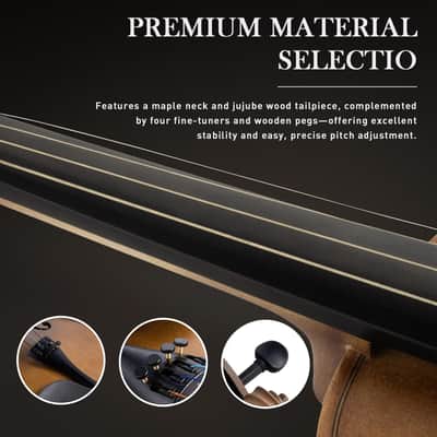 4/4 Full-Size Acoustic Violin Student Fiddle Set QVL-01 with Case, Shoulder Rest, Bow, Tuner & Extra Strings image 5