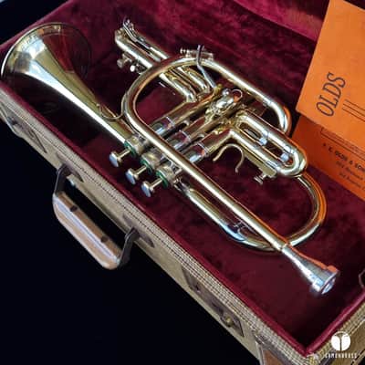 F.E. Olds & Son Super Recording Los Angeles offset valves cornet gamonbrass image 5