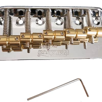Wilkinson Chrome Bass Tailpiece, 5 Barrel style brass saddles image 1