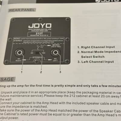 Joyo 212V Cabinet 2x12”  Celestion Vintage 30 Stereo 8 Ohms+ 8 Ohms  Mono 4/16 Ohms image 15