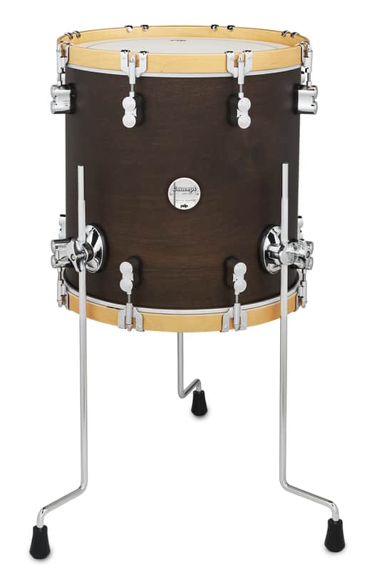 PDP Concept Classic 14x14 Walnut Stain Floor Tom with Natural Stain Wood Hoops image 1