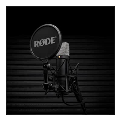 Rode NT1 5th Generation Condenser Microphone (Black) with Rode PSA1+ White Broadcast Microphone Boom Arm and XLR Cable image 2
