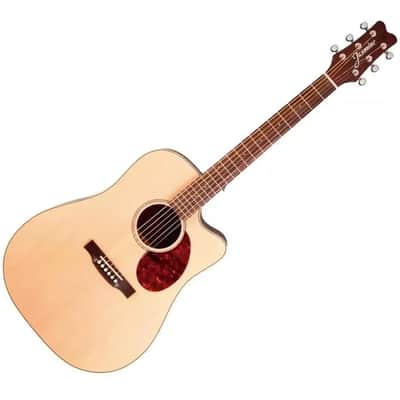 Jasmine JD37CE-NAT Dreadnought Venetian Style Cutaway Solid Spruce Top 6-String Acoustic-Electric Guitar image 1