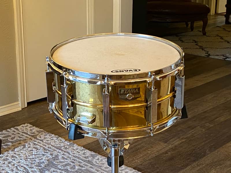 Tama 1990s 6.5x14 Brass Shell Snare Drum, 10-lug, Model PM-316