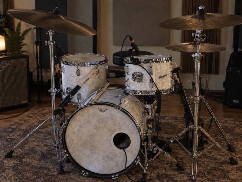 1965 Rogers Cleveland Tag Holiday 12-14-20 with 5x14 COB Powertone  vintage drum set kit in WMP image 1