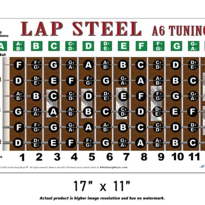A6 Lap Steel Guitar Fretboard Poster (C#EF#AC#E) – Note Chart for Slide Guitar | Visually Map and Master A6 Tuning for Western Swing & Hawaiian Music | Essential Learning Tool & Gift for Musicians | A New Song Music image 4