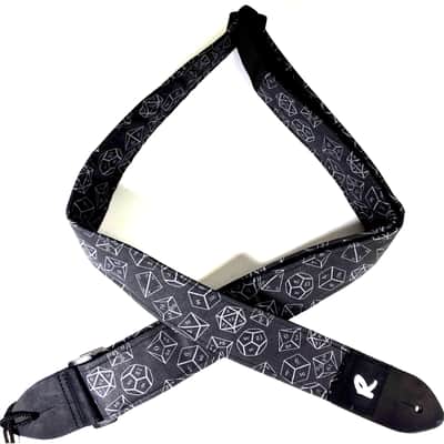 Black and White Polyhedral Die Role Playing Game Guitar Strap - Board Game Dice Guitar Strap- Multi Sided Die- 20 Sided Dice image 3