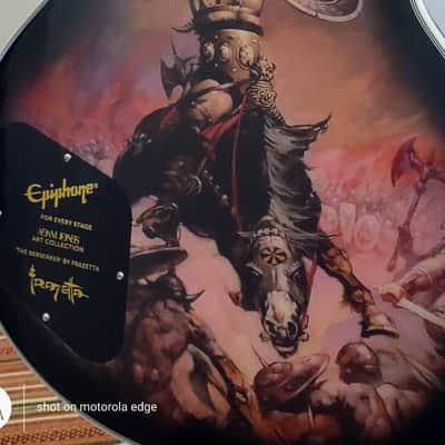 Epiphone Adam Jones Signature Art Series Les Paul Custom 2023 - Frazetta "The Berserker" / Silverburst image 1