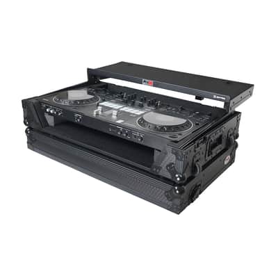 Pro X ATA Flight Style Road Case For Pioneer DDJ-REV5 DJ Controller with Laptop Shelf 1U Rack Space Wheels and LED Black Finish image 4